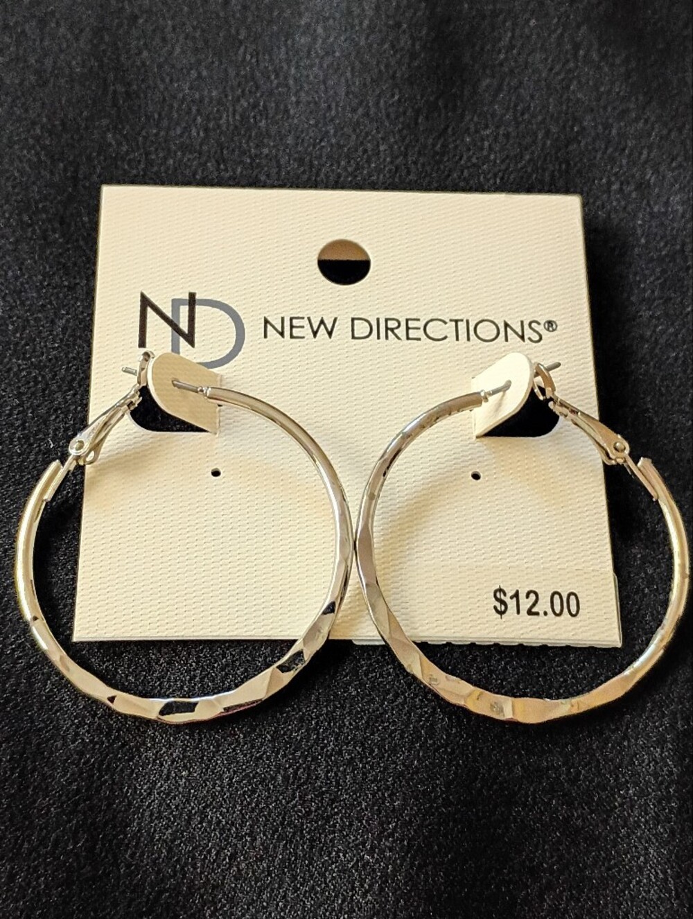 textured hoop earrings medium size silver tone womens statement fashion jewelry